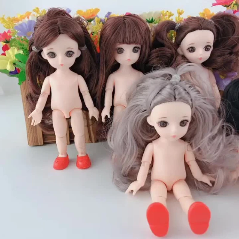 16 см подвижные шарнирной Куклы Игрушки для девочек 3D с принтом большие глаза