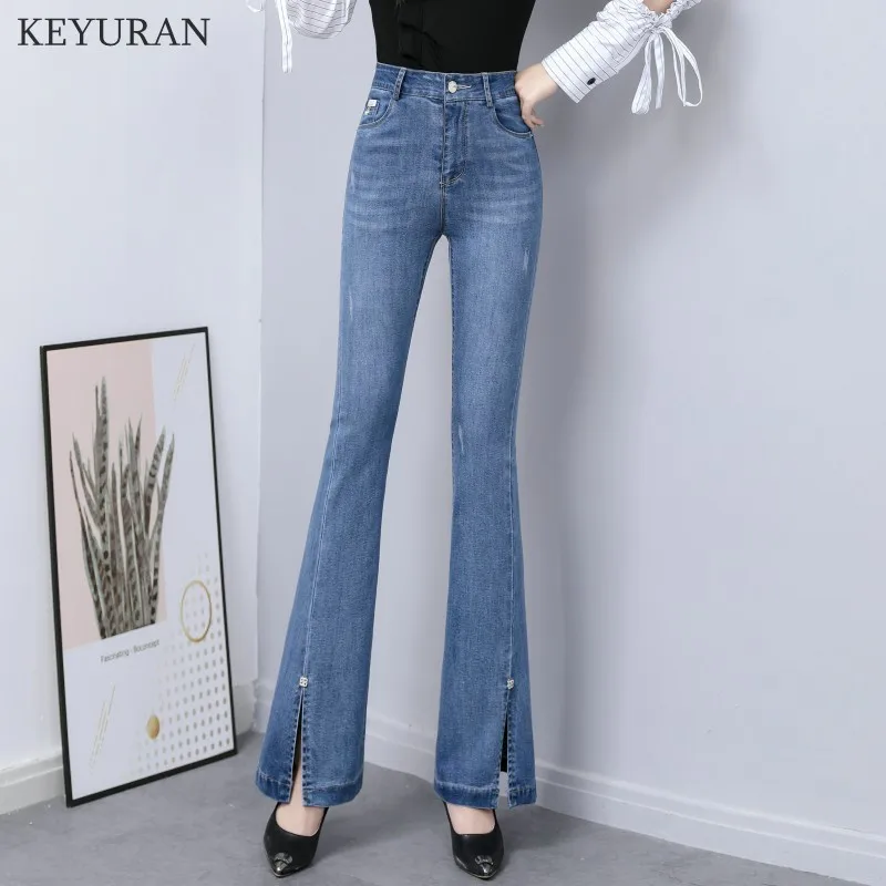 

2021 Spring Split Straight Tassel Flare Jeans Women Baggy Boyfriend Overalls Loose Wide Leg Denim Pants Washed Autumn Long Jeans