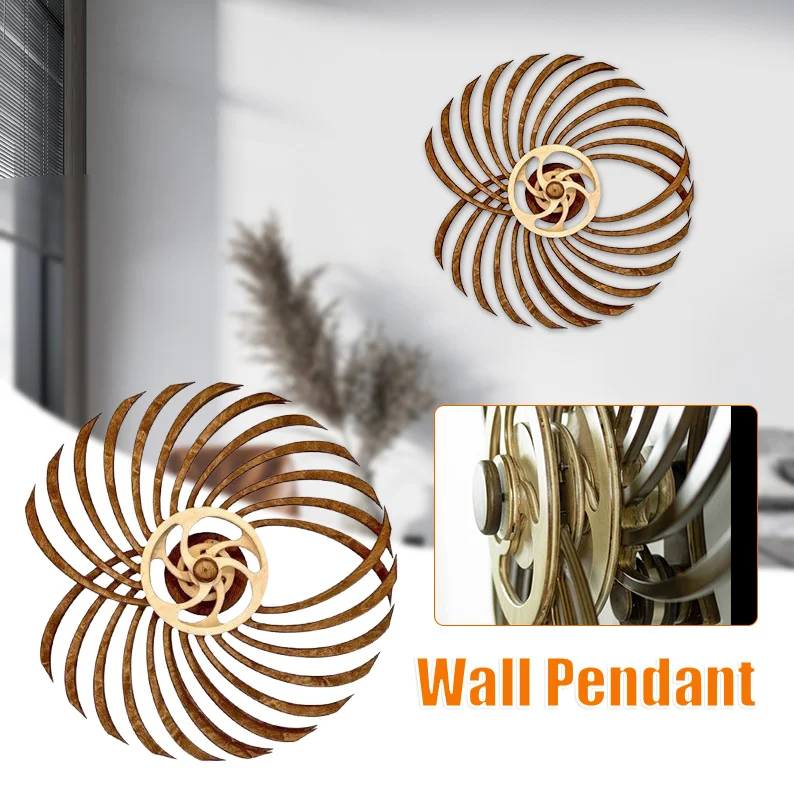 Escultura cin&eacute;tica el&eacute;ctrica para el hogar, molinillo de viento giratorio de madera, adorno decorativo para pared-1