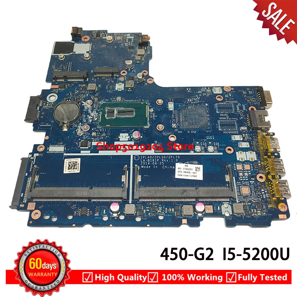 798495 601 для ноутбука HP Probook 450 G2 440 mothebroard ZPL40 ZPL50 ZPL70 LA B181P i5 5200U материнская плата 001