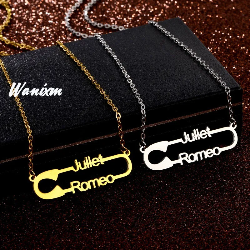 Индивидуальное ожерелье с двумя именами Влюбленных Подвески для женщин и