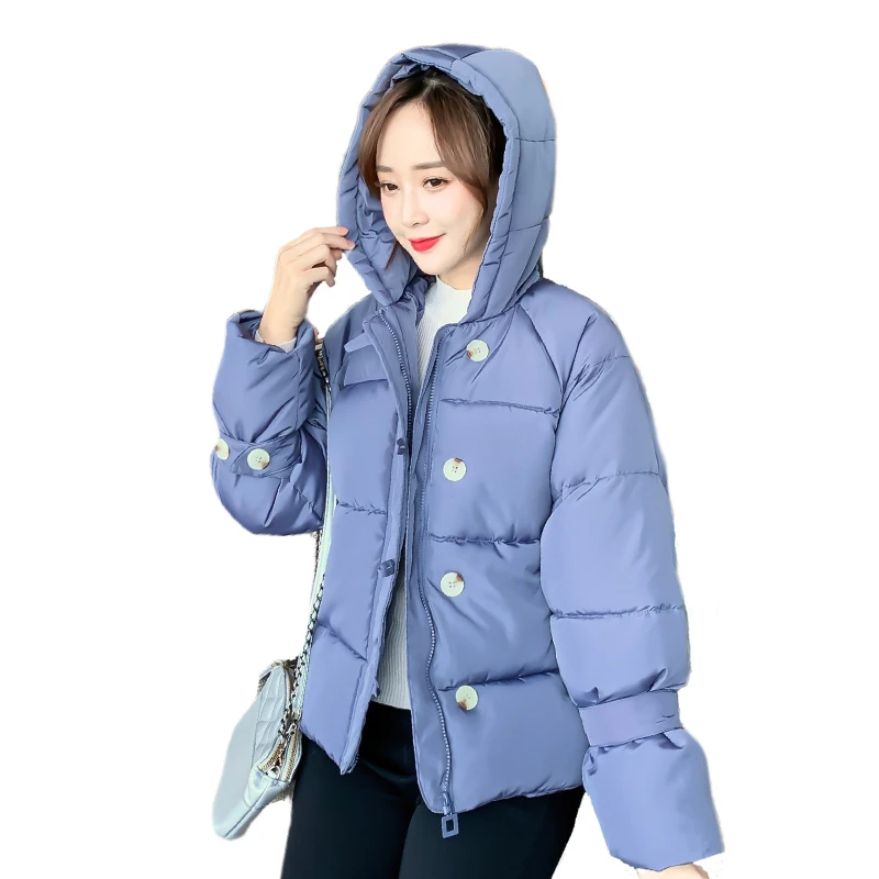 Женская короткая парка с капюшоном и воротником стойкой хлопковая Теплая