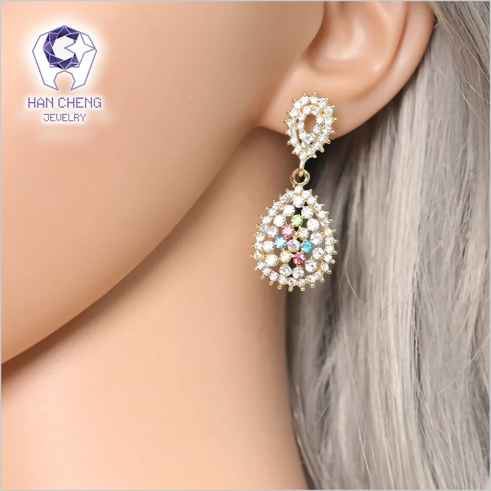 HanCheng New Fashion Hollow Dangle Hanging Golden Long Gem Rhinestone Drop Earrings For Women Statement Jewelry brincos bijoux | Украшения