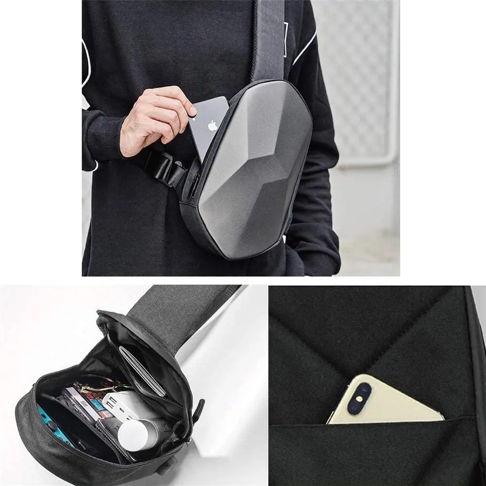 

Multifunction Shoulder Bag Waterproof Leisure Chest Bag with USB Charging Port for Phone Tablet PC