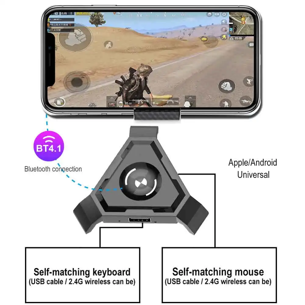 

Mobile Bluetooth Game Controller Adapter USB Keyboard and Mouse Bluetooth Converter Bluetooth Connection for Android/iOS