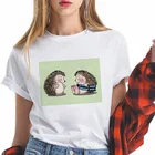 Футболка женская с рисунком ежика, модный топ с коротким рукавом, мультяшная одежда, 90-х годов