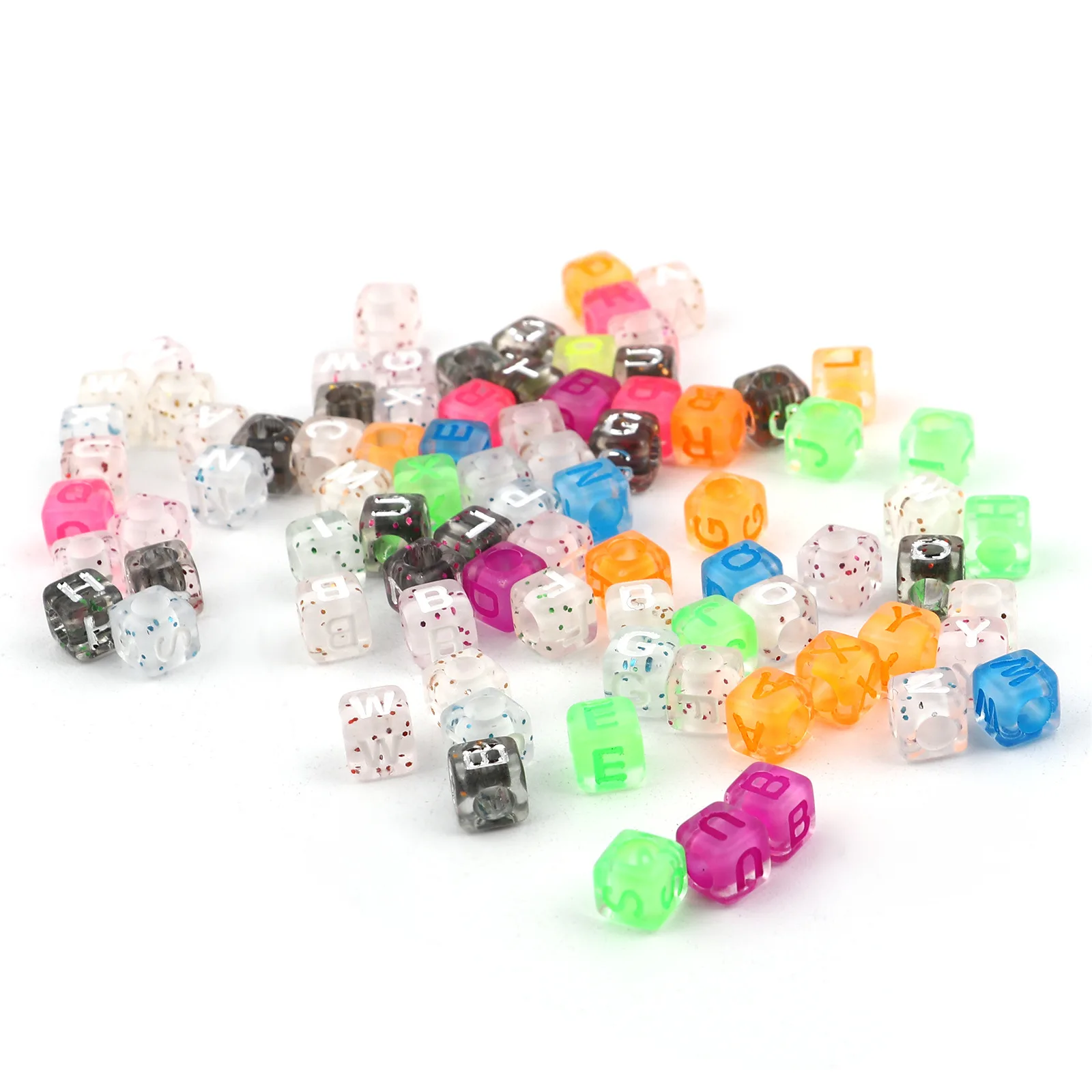 

DoreenBeads Retail 500 PCs Acrylic Beads Square At Random Color Initial Alphabet/ Capital Letter Pattern About 6mm x 6mm,