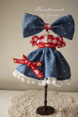 doll dress suitable for joint Doll licca azone ob27 OB24 OB11 Denim + headwear | Игрушки и хобби