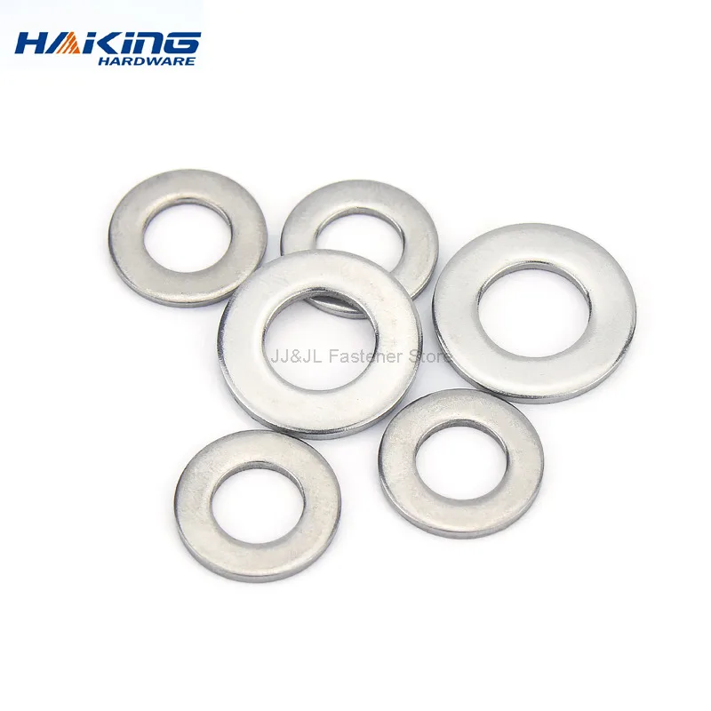1/100pcs Flat Washer M2 M2.5 M3 M4 M5 M6 M8 M10 M12 M14 M16 M18 M20 M22 M27 Stainless Steel Washers Plain Washer Gaskets DIN125