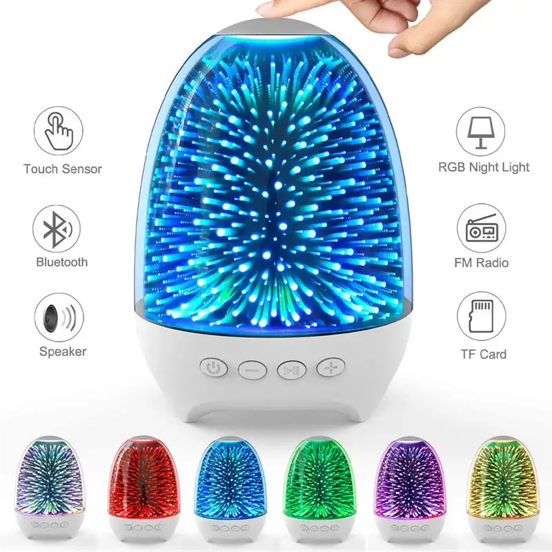 

LED Night Light 7 Colors Adjustable Stereo Card Insert Bluetooth 5.0 Speaker Light Touch Decorative Atmosphere Lamp