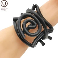 ukebay new punk bangles for women charm bracelet handmade jewelry black chain gothic bracelet adjustable chains rubber jewellery
