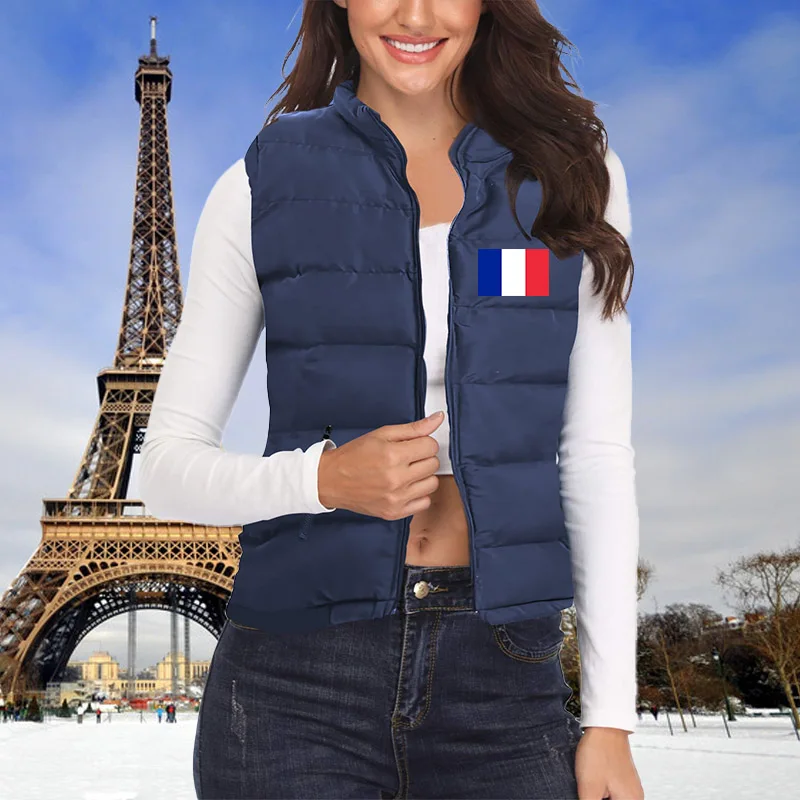 

French National Flag Vest Pure Cotton Vest Sleeveless Men's Pearl Jacket Oversized Ensemble Jogging Female Autumn and Winter