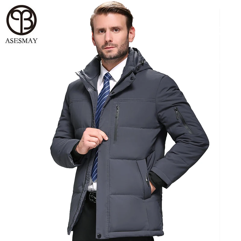 Asesmay brand men down coat for winter jackets thick warm parkas hoodies detachable hat waterproof casual coats | Мужская одежда