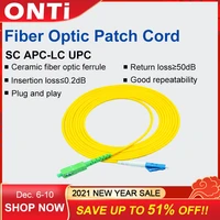 onti sc lc 3m simplex single mode g652d fiber optic patch cord scapc lcupc 3m 3 0mm pvc jacket ftth fiber optic jumper