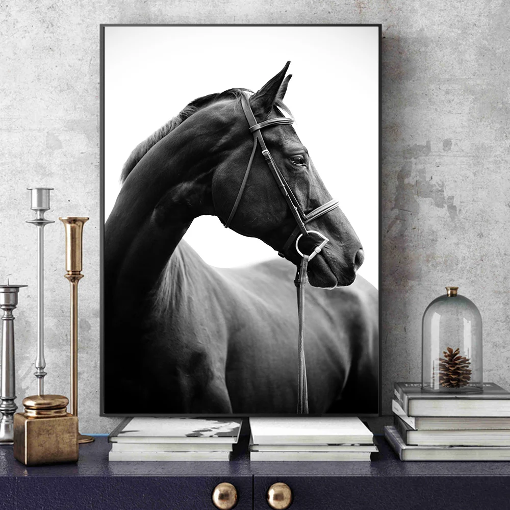 

Classical Artwork Black White Horse Canvas Paintings Posters and Prints Wall Art Picture for Living Room Horse Painting Bedroom