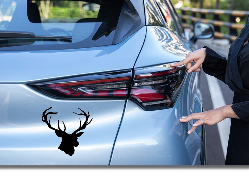 

Fuzhen Boutique Decals Exterior Accessories Fashion Cool Deer Head Vinyl Car Styling Creative Hunting Car Sticker and Decal KK