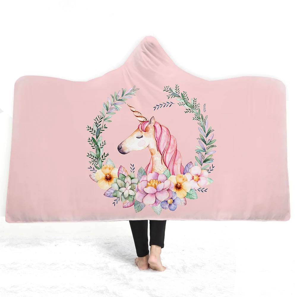 

Hooded Blanket 3D Unicorn Girls Women Sherpa Fleece Hoodie Blanket Pink Microfiber Hoodie Throw Blanket Birthday gift