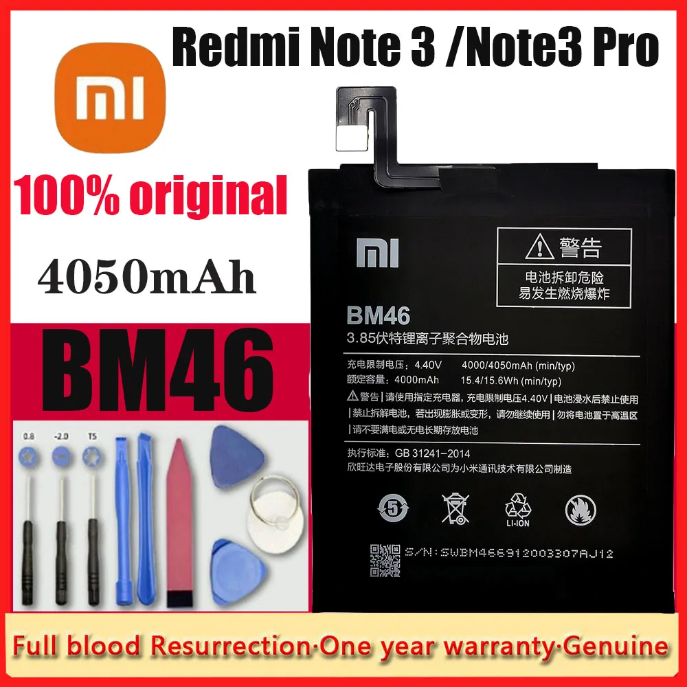 

New Original BM46 High Capacity 4050mah Mobile Phone BM46 Battery for Xiaomi Redmi Note 3 Note3 Pro/Prime Battery + Tracking