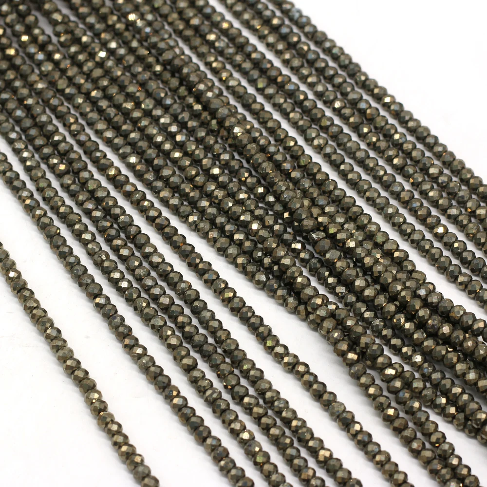 

New Natural Pyrite Beads Fine 3mm Natural Stone Loose Beaded for Making DIY Jewerly Necklace Bracelet Accessories 3x4mm
