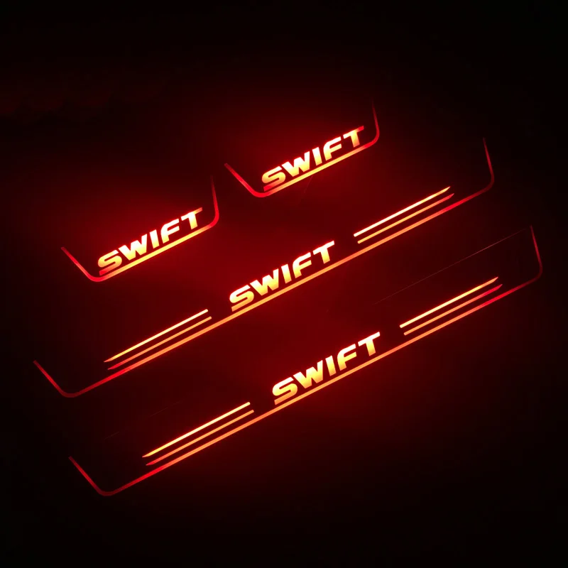 

Upgraded LED Door Sill Plate Moving Light Pathway Light Acrylic Welcome Pedal Car Scuff For Suzuki Swift 2015 2016 2017 2018