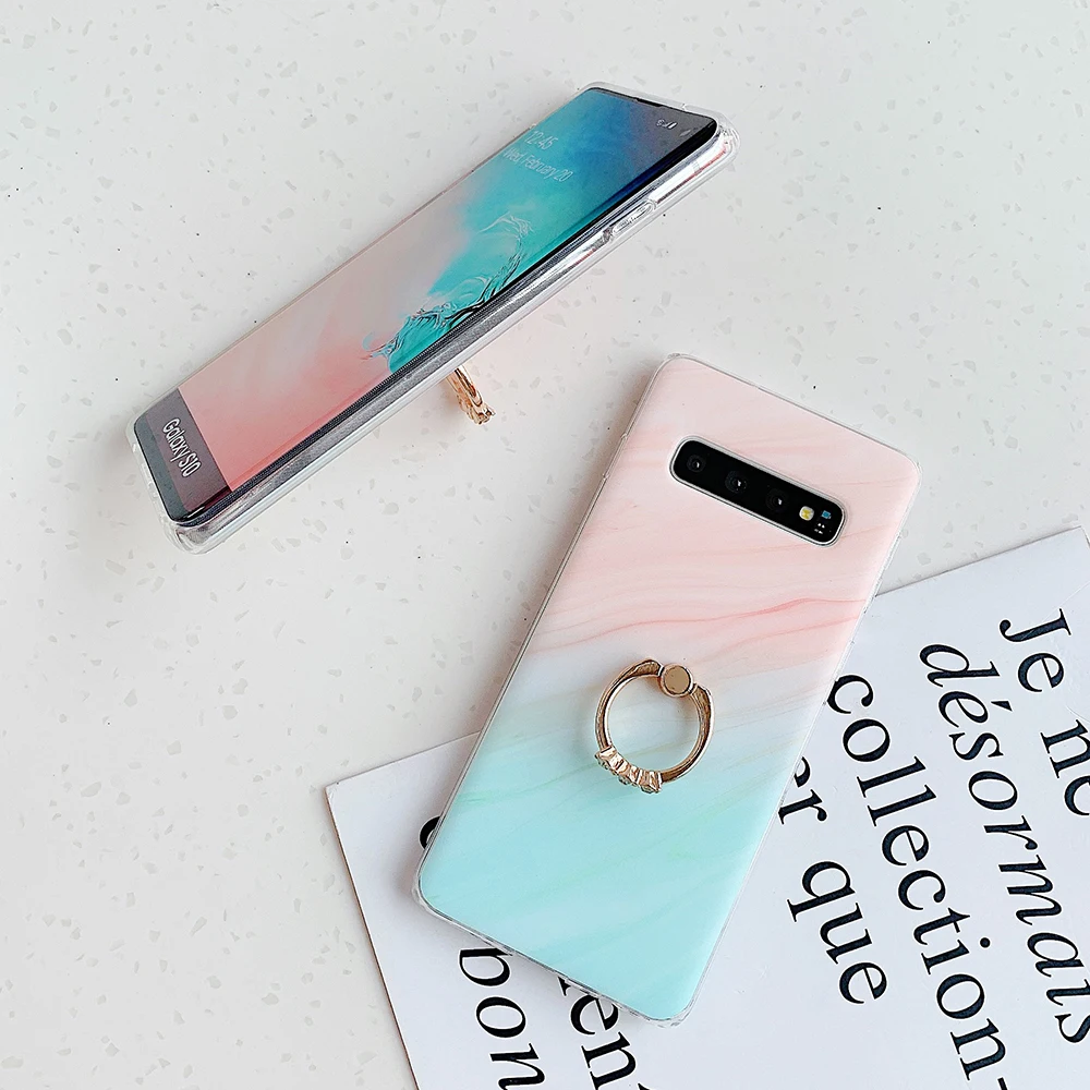 Чехол LOVECOM с градиентом для Samsung S20 S10 S9 Plus A50 A51 Note 10 Pro мягкий чехол накладка кольцом
