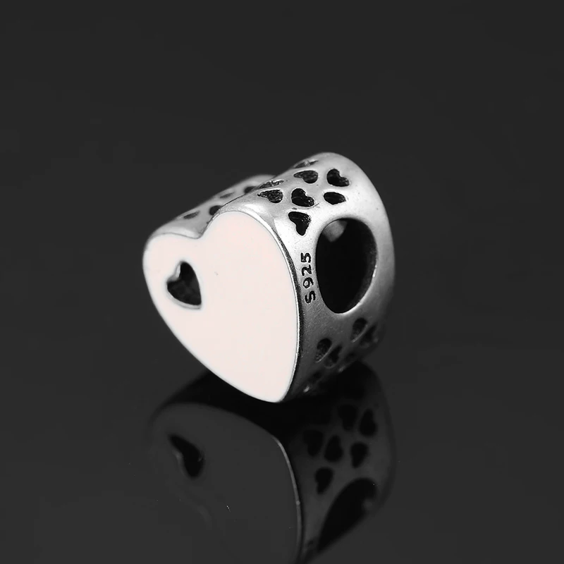 Хит сделай сам 925 пробы серебряный милый бледно розовый эмаль сердечко изящные