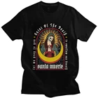 Футболка мужская хлопковая с коротким рукавом, модная уличная одежда с надписью La Santa Death, Готическая футболка с мексиканским черепом, подарок