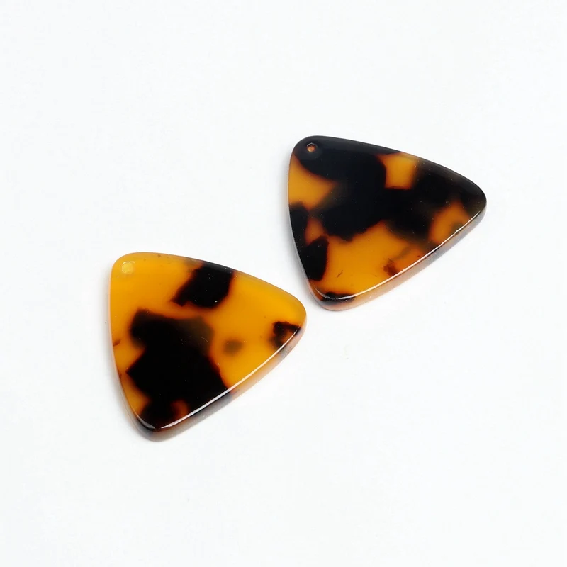 A06-259G-6PCS Tortoise Shell Earring Charms,Acetate Stick Charms,Triangle Shaped pendant,Triangle Shaped Earrings Part, 22mm x 24mm,ACE202 - Metal color: A06-259G-6PCS