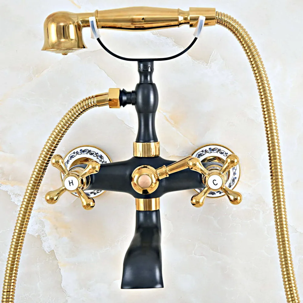 Цвета: черный золотистый Цвет Латунное настенное крепление Ванна смеситель