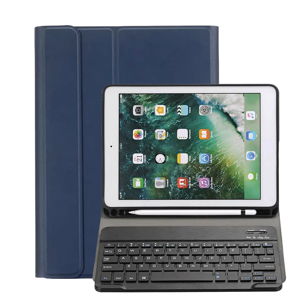 Кожаный чехол с клавиатурой для iPad 7th Gen 10 2 дюйма 2019 Встроенный держатель