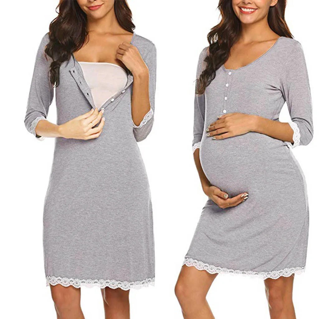 

Dress Nightdress Cotton Pregnant Casual Clothes Maternity Nursing Lace Delivery Nightgowns Tracksuit Breastfeeding Gown Dress