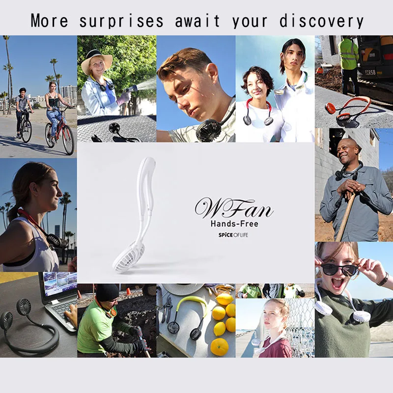 Мини USB портативный вентилятор шейный платок с перезаряжаемой батареей