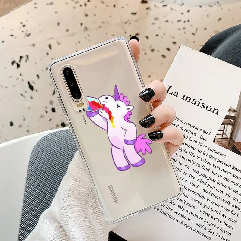 

Colorful cartoon unicorn Phone Case Transparent for Samsung A71 S9 10 20 HUAWEI p30 40 honor 10i 8x xiaomi note 8 Pro 10t 11