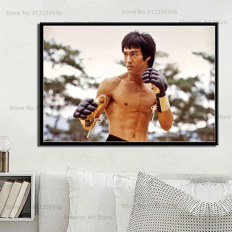 Z710 Брюс Ли фото портрет фильм звезда кунгфу настенное Искусство Холст плакат