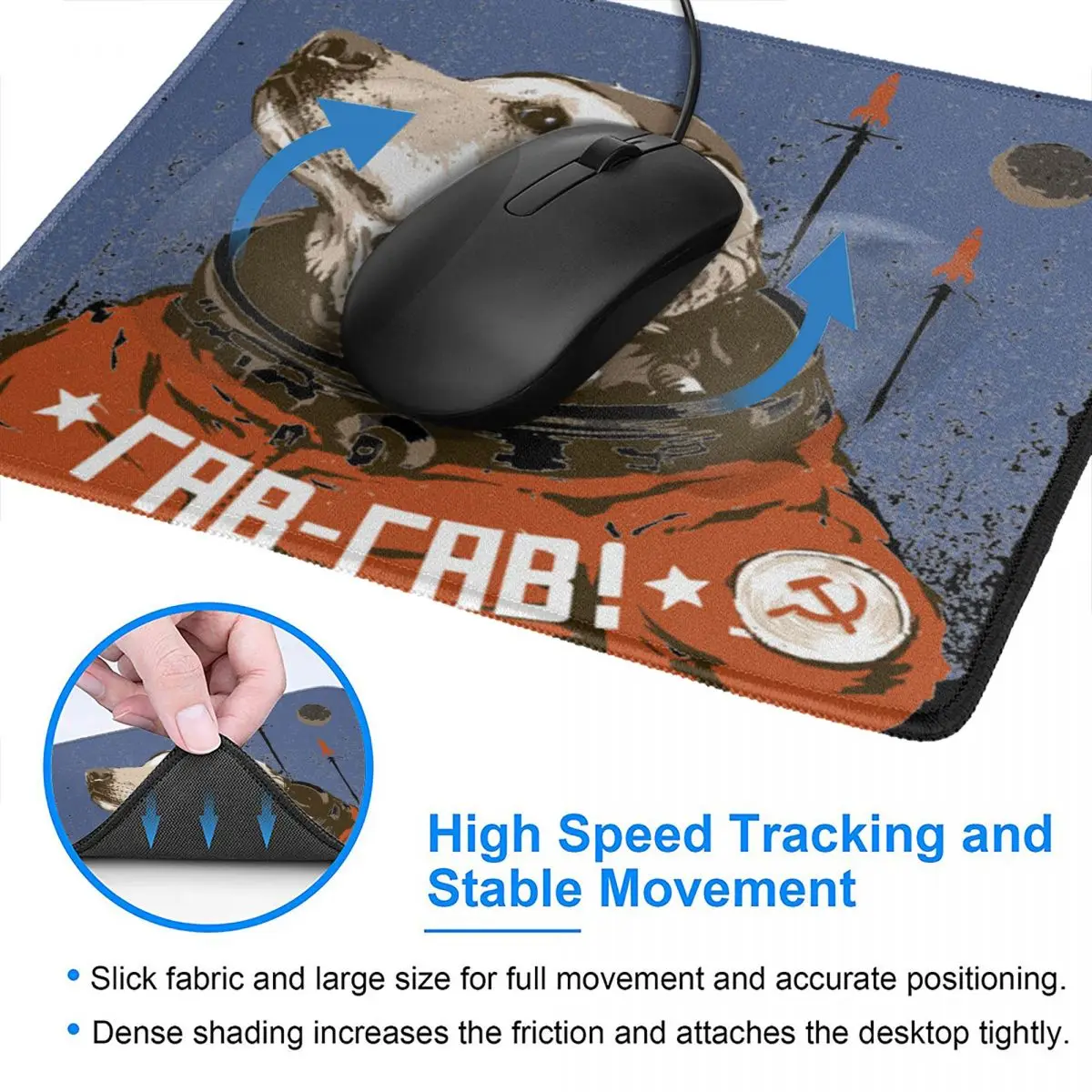 

Beagle Dog Soviet Space Dog Gaming Mouse Pad Non-Slip Desk Mat Pads Natural Rubber PC Table Decoration Cover