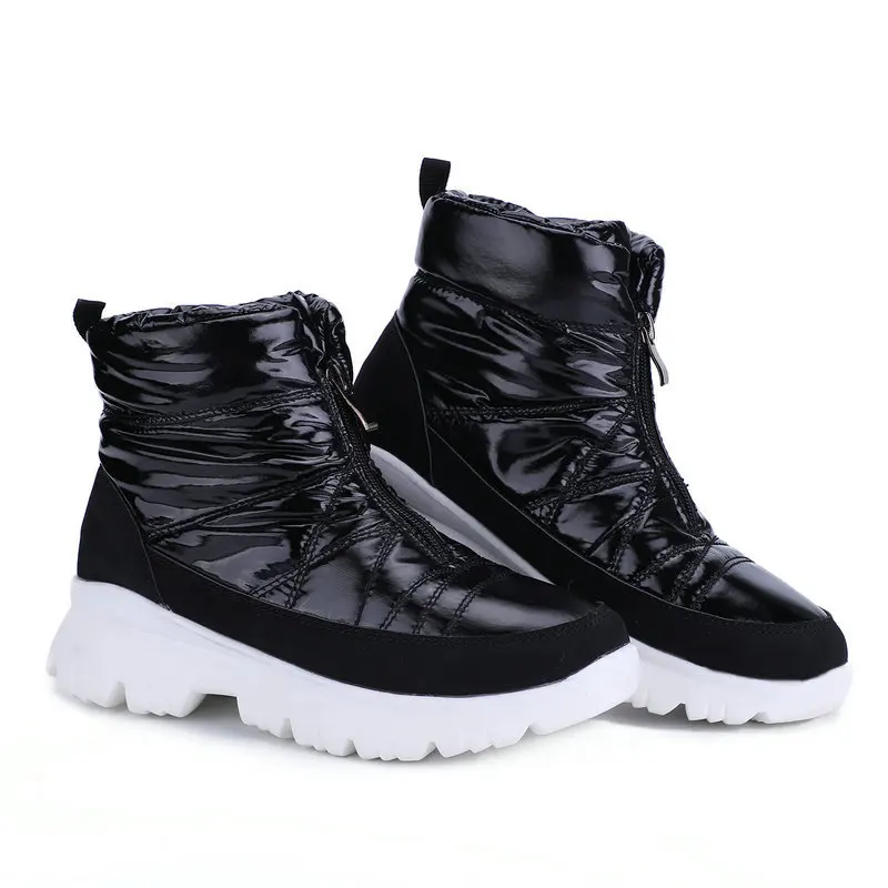 2019 г. Новые зимние женские ботинки низкие на молнии белые Нескользящие