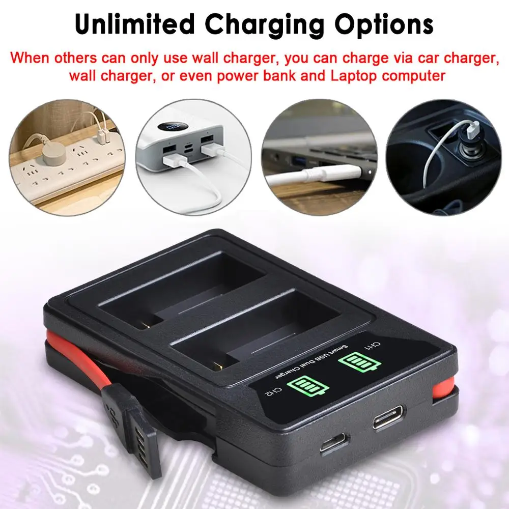 LP-E8 LP E8 зарядное устройство с USB и портом Type-C для Canon EOS 550D 600D 650D 700D X4 X5 X6i X7i T2i T3i LPE8