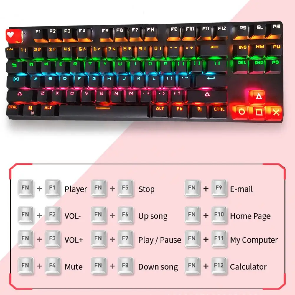 

87 Keys Gaming Keyboard With LED Lighting Mechanical Keyboard For Computer, Laptop, Gaming DeviceAccessories