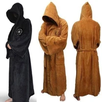 male flannel robe male with hooded thick star dressing gown jedi empire mens bathrobe winter long robe mens bath robes homewear