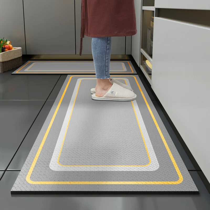 

Anti-Fatigue 6mm Thick Kitchen Floor Mats Non-Slip Oil-Proof Waterproof Dirt-Resistant Footmat Leather Washable Wipeable PVC Mat