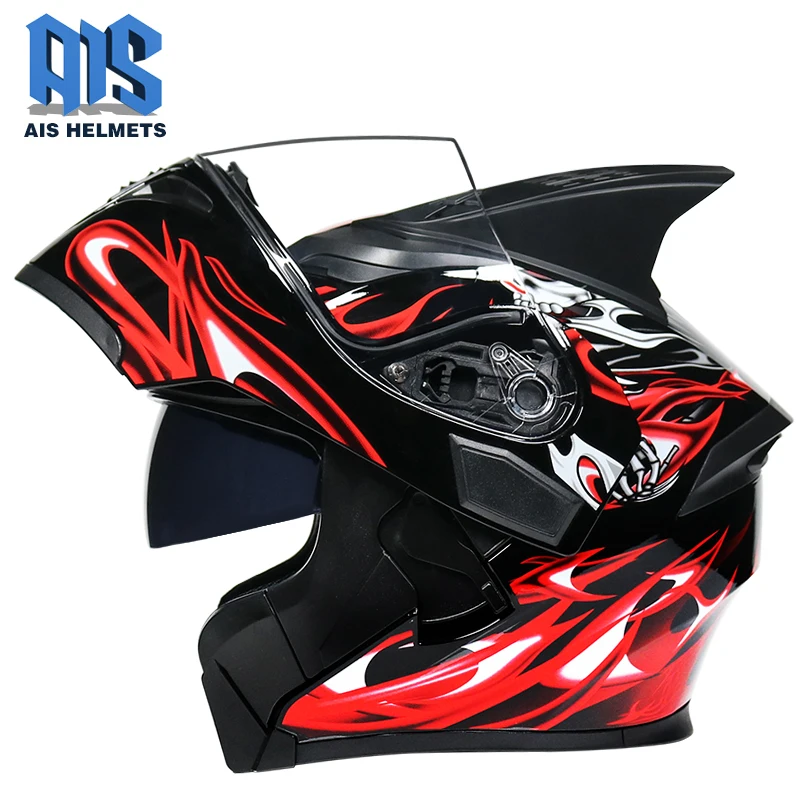 Moto rcycle helmet casco de moto шлем для гонщика Flip up Full Face с двумя объективами | Автомобили и