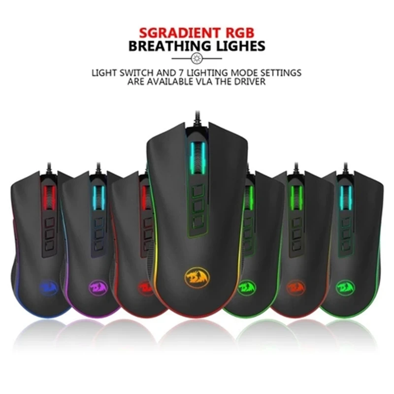 

Redragon M711 Wired Gaming Mouse, RGB Color LED Backlight, 16.8 Million Chroma, 10,000 DPI, 7 Programmable Buttons for Dota