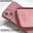 Роскошный оригинальный Флокированный чехол для iPhone 13 11 12 Pro Max X XR XS MAX 7 8 Plus SE2020 жидкий Силиконовый противоударный мягкий чехол