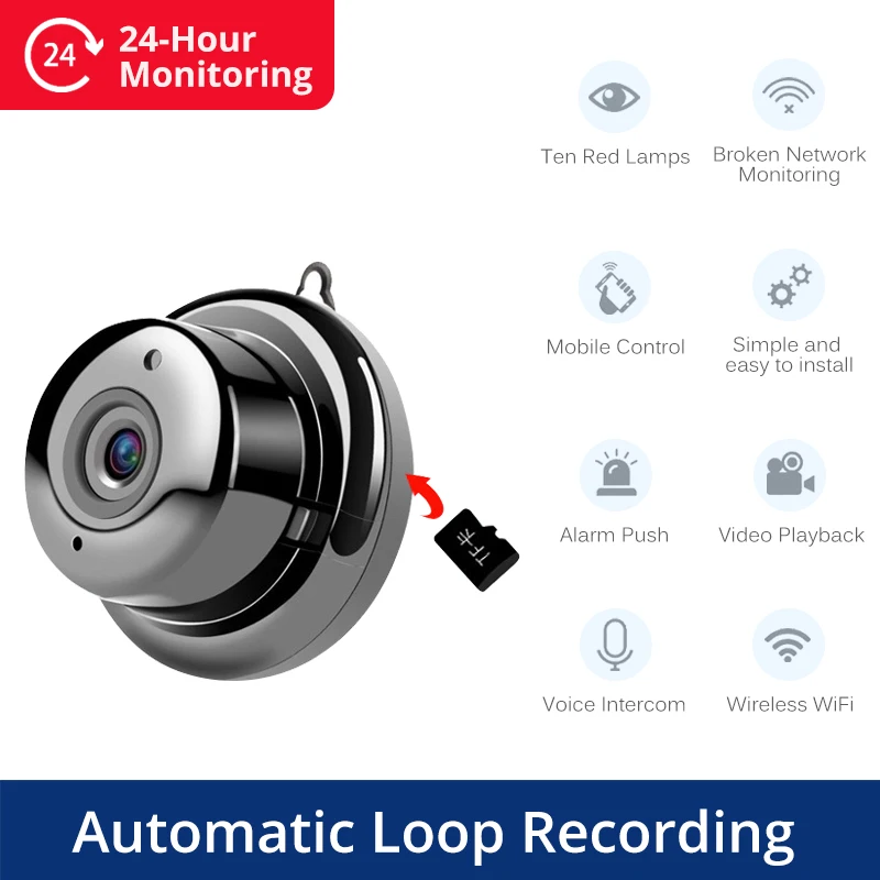 EMEOBE 720P беспроводная мини WiFi IP CCTV Наблюдение ИК Ночное Видение Обнаружение