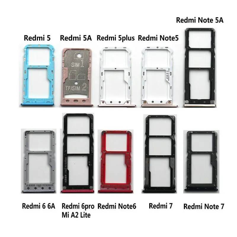 

1pcs New Sim Card Slot Tray Holder Adapter Parts For Xiaomi Redmi 5 5A 5plus 6 6A 6pro Mi A2Lite
