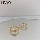 Ливи золотистого цвета отверстие кольцо для женщин Свадебные парные новые винтажные Творческий жемчужные вечерние ювелирные изделия аксессуары 2021 тенденция