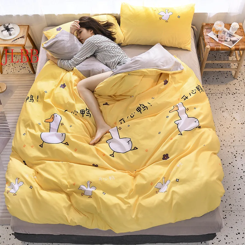 

AB side winter bedding set A side polyester + B side coral fleece flat sheet heart duvet cover set home textile bed linens 3/4pc