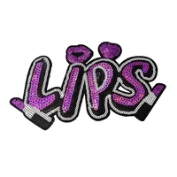 hot pink sequince patch lips sequined patch iron on lip badge for clothes shoes bags embroidered letters badge handmade stickers