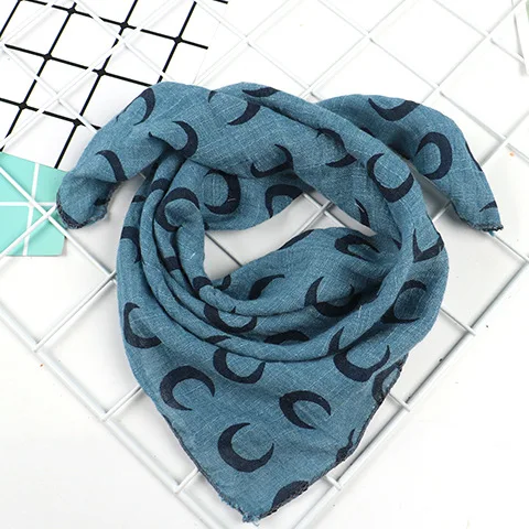 moon blue 45*45 см, детский хлопковый шарф для маленьких мальчиков и девочек, милый детский шейный платок, детский маленький квадратный шарф, мягкий нагрудник - Цвет: moon blue