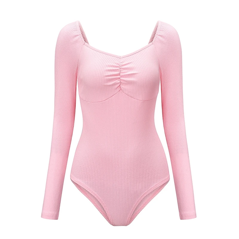 

Bodysuit Long Sleeve Women Sexy Push Up Bodys Para Mujer Spring Clothes 2021 Slim Casual Wear Black/Green/Pink/Light Blue Tops